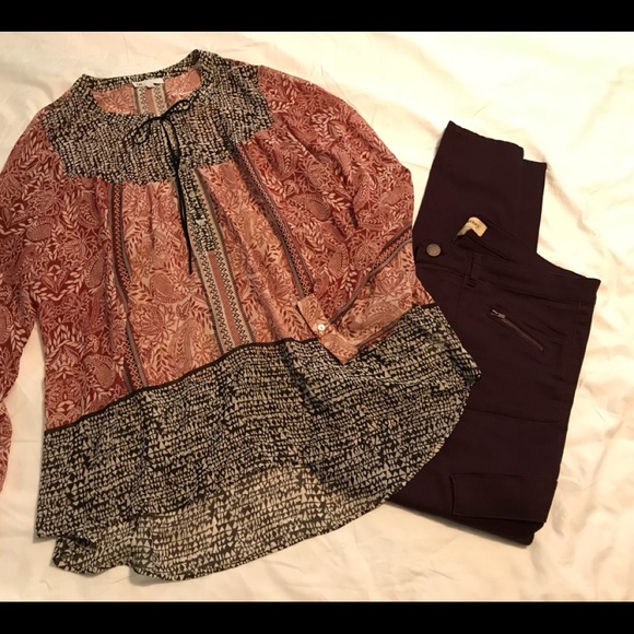 DR2 Burgundy/black print top - size XL - Picture 2 of 3